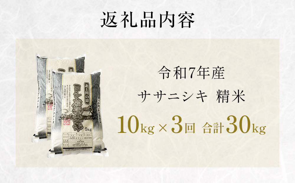 〈 先行予約 〉【定期便3回】 米 令和7年産 ササニシキ 精米