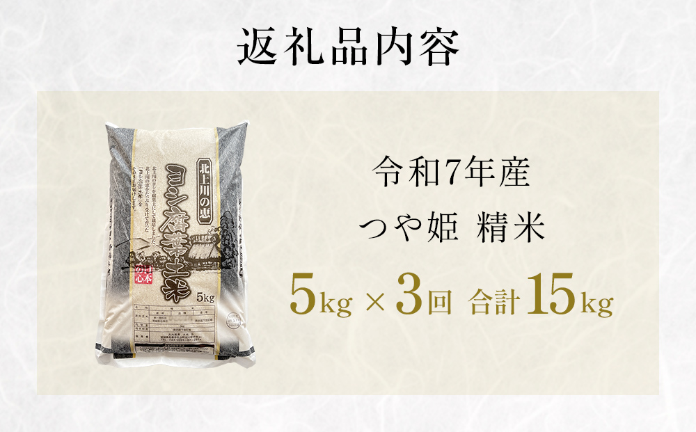 【定期便3回】 米 令和7年産 つや姫 精米 15kg (5kg×3) こめ コ