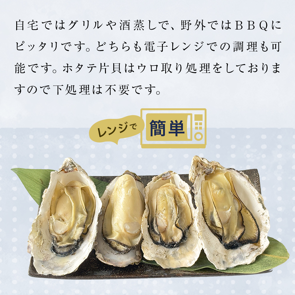 ホタテ片貝 越冬殻付かき 贅沢セット 加熱用 牡蠣 かき カ