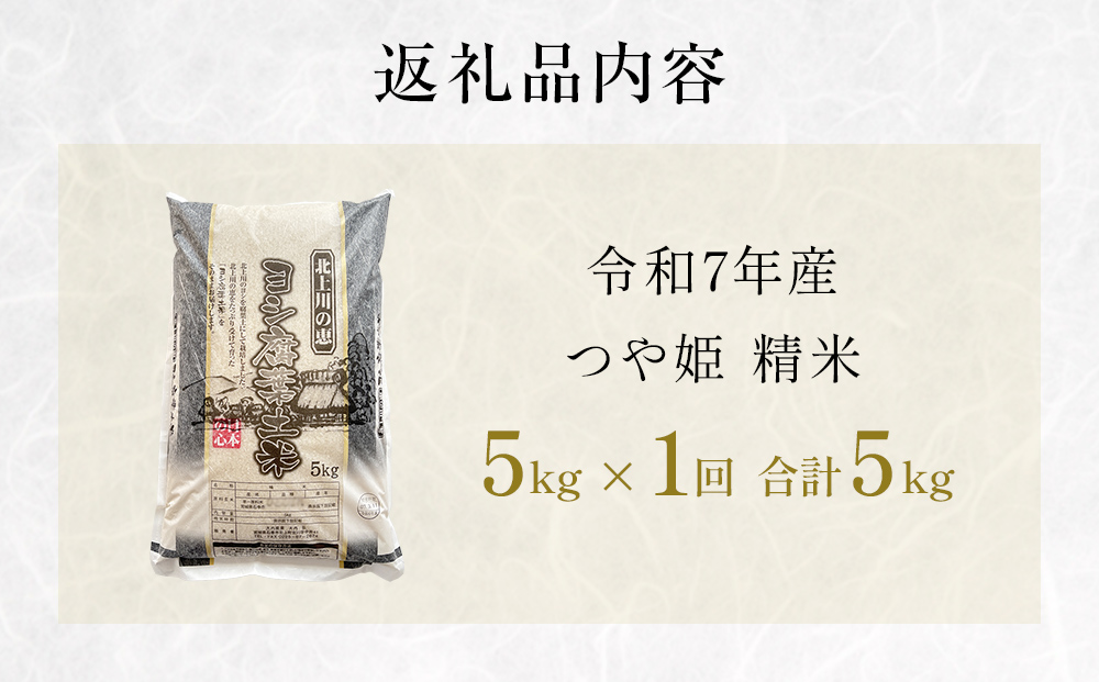 米 令和7年産 つや姫  精米 5kg 単品 こめ コメ お米 ご飯 白