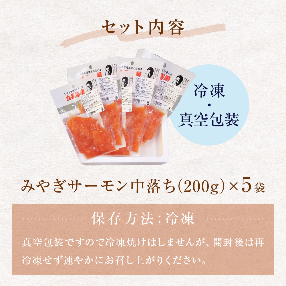鮭 みやぎサーモン 中落ち 1kg（ 200g × 5袋 ）サーモン 中落