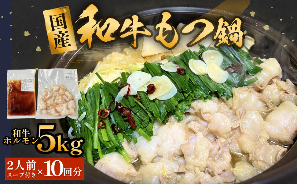 国産牛和もつ鍋２人前 １０回分 冷凍 スープ付 モツ ホルモ