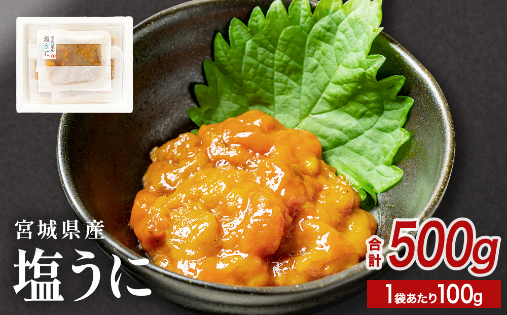 宮城県産 塩うに 500g（ 100ｇ × 5袋 ） ウニ うに 雲丹 塩ウニ