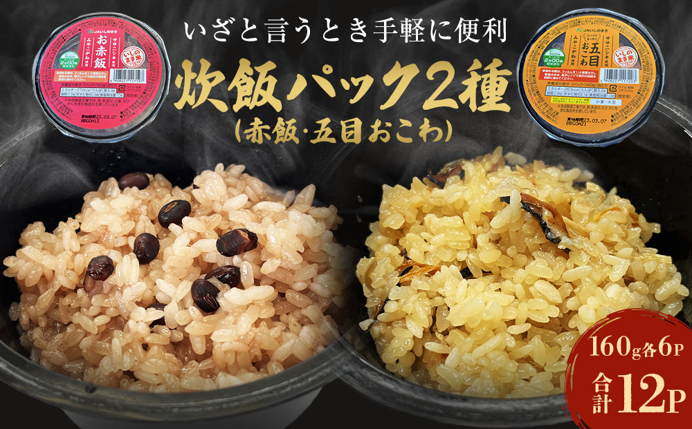 パックご飯２種セット 160g 12個 赤飯 五目ごはん ご飯 ご飯