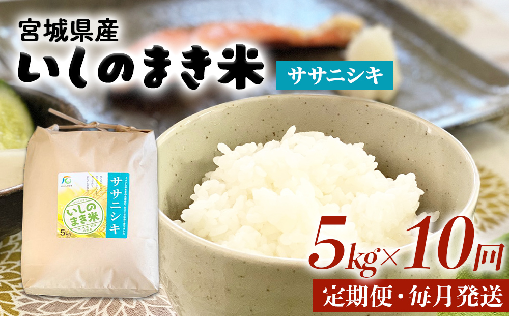 令和６年産 米 ササニシキ 定期便 5kg × 10回 お米 精米 白米