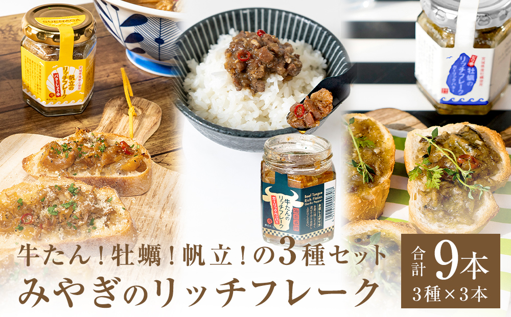 リッチフレーク セット 3セット 9本 牛たん 牡蠣 帆立 ガー