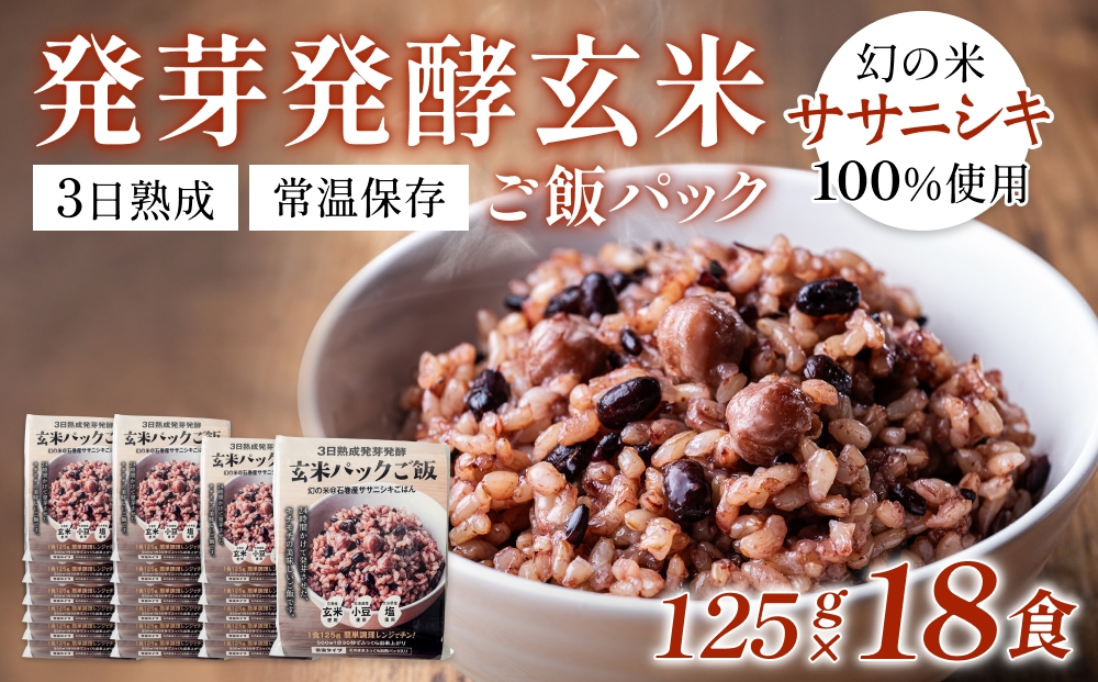 【常温】3日熟成発芽発酵玄米ご飯パック 18食 幻の米@石巻