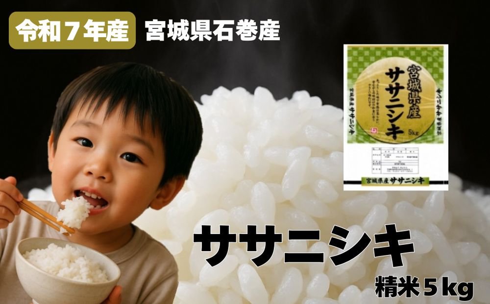 米 令和7年産 ササニシキ 精米 5kg お米 ごはん ご飯 飯 5キロ
