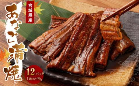 宮城県産あなご蒲焼　12パック入（70g×12パック）　【04203-0716】