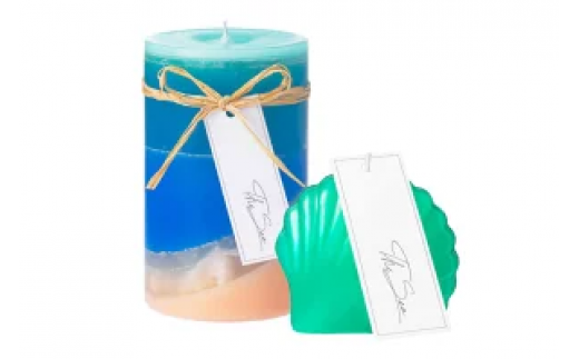 気仙沼の海をイメージしたキャンドル RoundM Marmaid （Ohya） [Nr.12（ともしびプロジェクト） 宮城県 気仙沼市 20563474] キャンドル 可愛い かわいい カワイイ