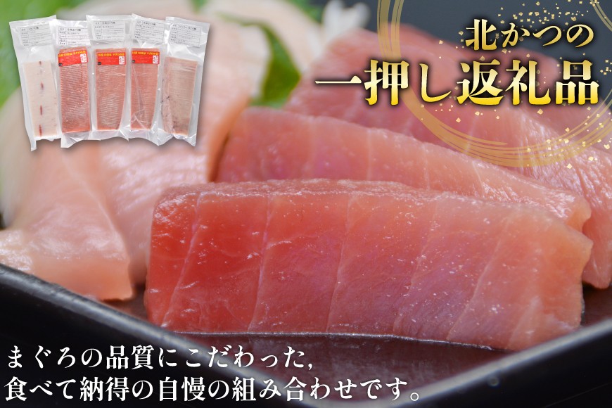 北かつのマグロ上質セット (マグロ中トロ 200g マグロ上質赤身 200g×2 メカジキ 200g びんちょう 200g）合計1kg [北かつ商事 宮城県 気仙沼市 20563511] 魚 鮪 マグロ 中トロ まぐろ 赤身 刺身 魚介 メカジキ 冷凍