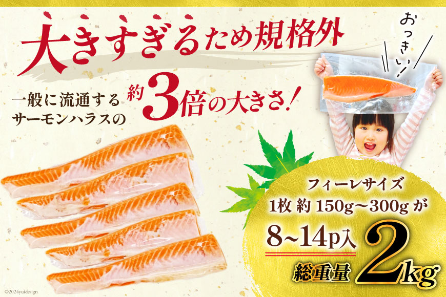 訳あり トロ サーモン ハラス フィーレ 刺身 無添加 2kg 個包装 [足利本店 宮城県 気仙沼市 20565619] 生食用 魚 魚介類 海鮮 さけ サケ シャケ 鮭 お刺し身 刺し身 はらす 鮭ハラス 骨取り 魚介 小分け 生食用 真空 真空パック