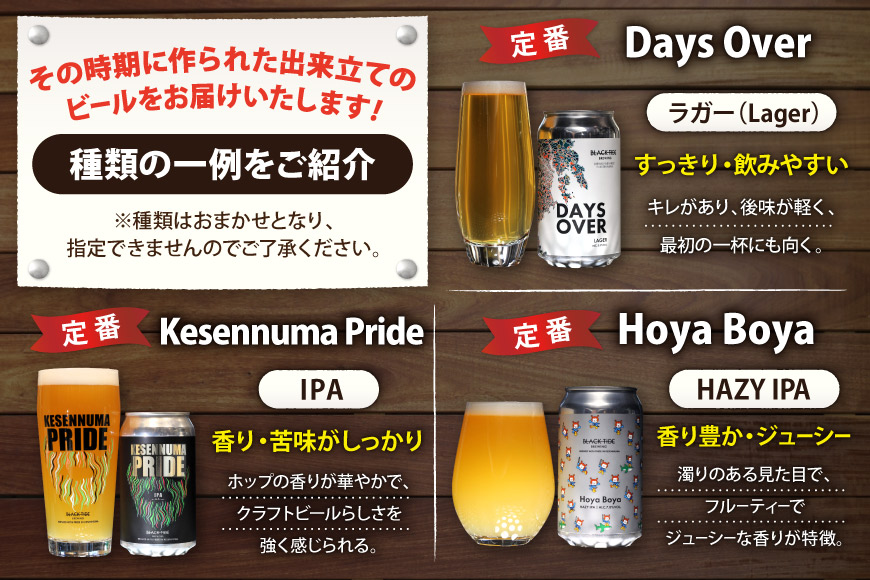 3回 定期便 BTB クラフトビール 6缶 セット【総計18缶】 [BLACK TIDE BREWING 宮城県 気仙沼市 20565981] 酒 ビール びーる 飲み比べ クラフト お酒 地ビール