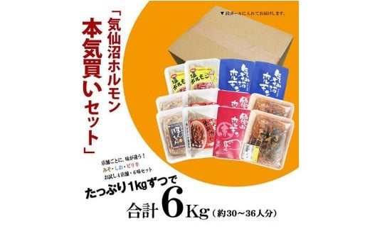 気仙沼ホルモン 本気の6kgセット (1kg×6種) [気仙沼さん 宮城県 気仙沼市 20563504] ホルモン 豚 ホルモン焼き 味付け 味噌 塩 ピリ辛 冷凍 焼肉 BBQ