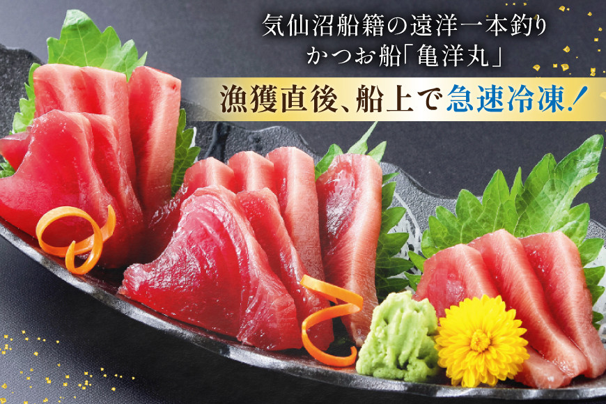 【TVで紹介！】亀洋丸一本釣りとろかつお 1kg～1.2kg [阿部長商店 宮城県 気仙沼市 20565040] 魚介類 海鮮 魚 カツオ かつお 鰹 トロ トロかつお 刺し身 刺身 お刺身 冷凍