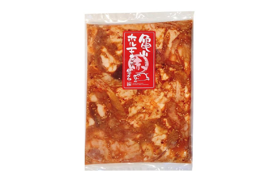 亀山印 気仙沼ホルモン ピリ辛味 500g ×2 [気仙沼市物産振興協会 宮城県 気仙沼市 20565247] 豚 生モツ ホルモン ピリ辛 味付き 焼肉 冷凍