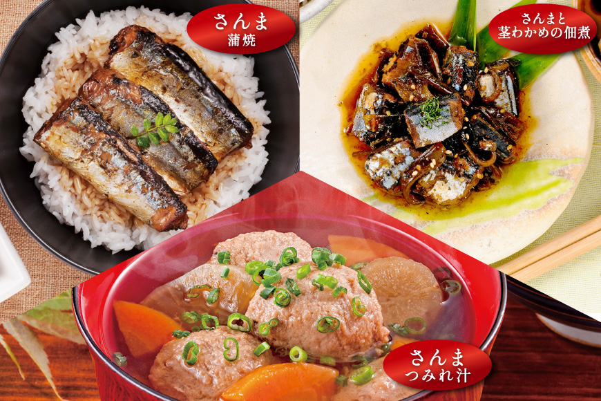 三陸食堂 煮魚 惣菜 セット 3種 9パック [阿部長商店 宮城県 気仙沼市 20565440] 簡単調理 レトルト 魚 レンジ 長期保存 魚料理 和食 常温保存 さんま 蒲焼 つみれ汁 和食 常温保存 個包装