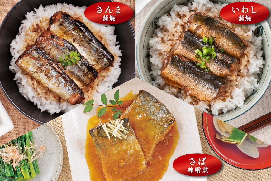 三陸食堂 煮魚 惣菜 セット 10種 12パック [阿部長商店 宮城県 気仙沼市 20565443] 簡単調理 レトルト 魚 レンジ 長期保存 魚料理 和食 常温保存 さんま いわし さば ぶり かつお 蒲焼 味噌煮 つみれ汁 和食 常温保存 個包装