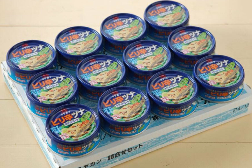 缶詰 ピリ辛ツナ ホワイト 75g ×12缶 [ミヤカン 宮城県 気仙沼市 20565675] ツナ缶 ツナフレーク ビンナガマグロ ピリ辛 小分け 常備 ストック 長期保存
