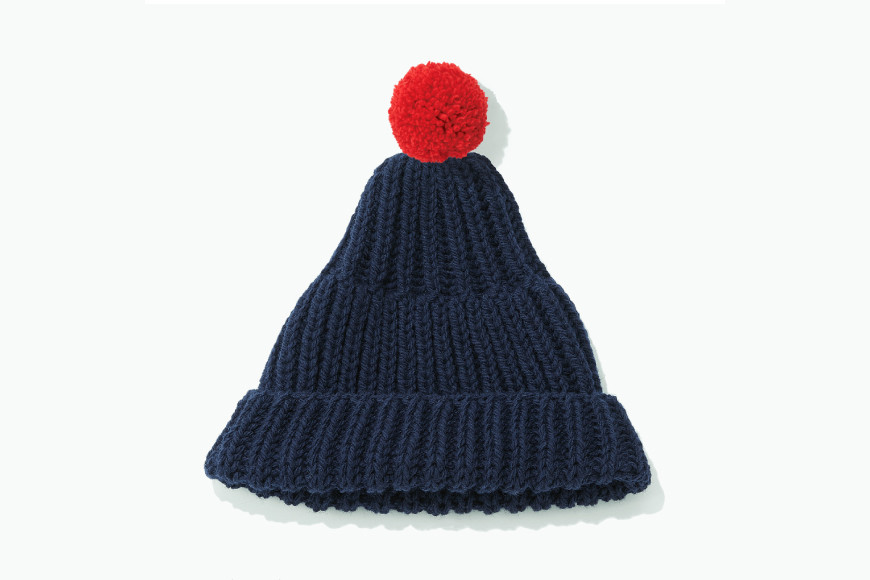 【気仙沼ニッティング】ポンポン帽子（ネイビー）ポンポンカラー：赤 [気仙沼ニッティング 宮城県 気仙沼市 20563306-2]