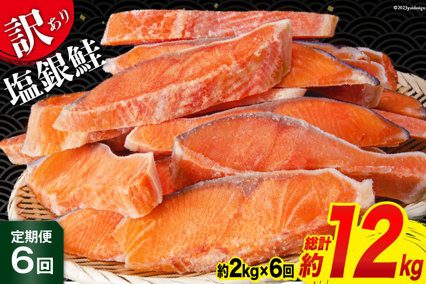 定期便 《6ヶ月連続お届け》 訳あり 銀鮭 切身 約2kg×6回 計12kg [宮城東洋 宮城県 気仙沼市 20564480] 鮭 海鮮 規格外 不揃い さけ サケ 鮭切身 シャケ 切り身 冷凍 家庭用 訳アリ おかず 弁当 支援 事業者支援 定期便6回（2kg×6回）