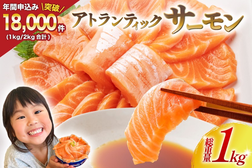 ノルウェー産 アトランティック サーモン 総重量1kg (正味重量850g) [カネダイ 宮城県 気仙沼市 20565509]