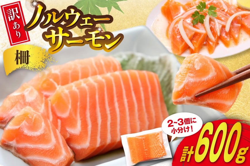 訳あり ノルウェー産 アトランティック サーモン 600g 柵 おさしみ用 無添加 個包装 [足利本店 宮城県 気仙沼市 20565614] 鮭 さけ サケ サーモン 生食用 おつまみ おかず 冷凍 鮮魚 小分け アトランティックサーモン アトランサーモン 真空包装