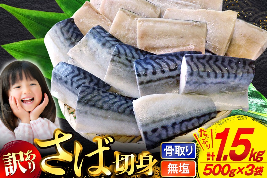 訳あり 骨取り さば 切身 計1.5kg (500g×3p) 小分け 無塩 [足利本店 宮城県 気仙沼市 20565640]