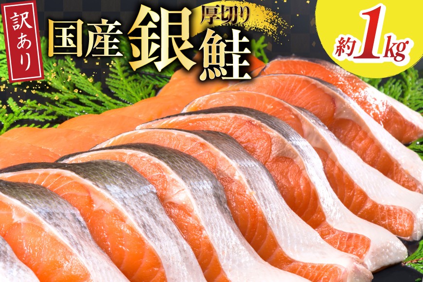 訳あり 国産 減塩 厚切り 塩銀鮭 切身 計 1kg [足利本店 宮城県 気仙沼市 20565949] サーモン 鮭 さけ サケ シャケ 魚 海鮮 魚介 甘塩味 規格外 不揃い 鮭切身 切り身 個包装 家庭用 訳アリ 塩分控えめ 無添加 冷凍