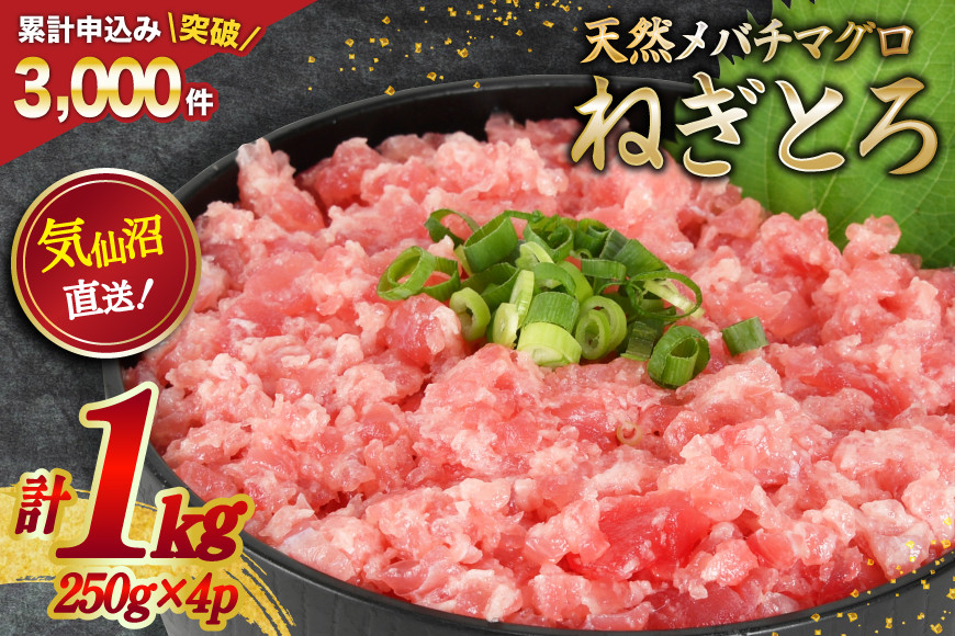 ネギトロ 気仙沼港直送 1kg (250g×4p) [畠和水産 宮城県 気仙沼市 20563348] メバチマグロタタキ 三陸産 小分け まぐろ丼 ねぎとろ まぐろ まぐろたたき 鮪