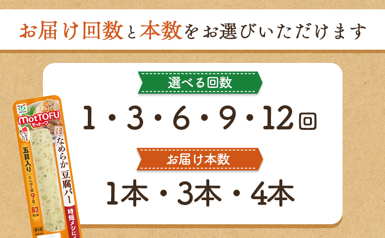 【定期便：9回】【たんぱく質】なめらか豆腐バー「モットーフ」五目入り×４本【53045】 【定期便：9回】五目入り×４本