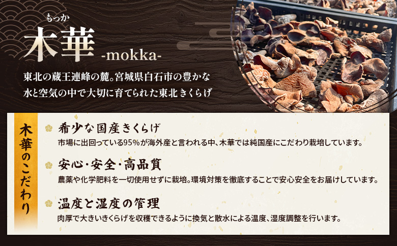 《国産》東北きくらげ【木華（もっか）】 乾燥（黒）40g(20g×2袋)【580011】 （黒）40g(20g×2袋)