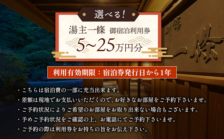 湯主一條　御宿泊利用券(15万円分)【36053】 5万円×3枚