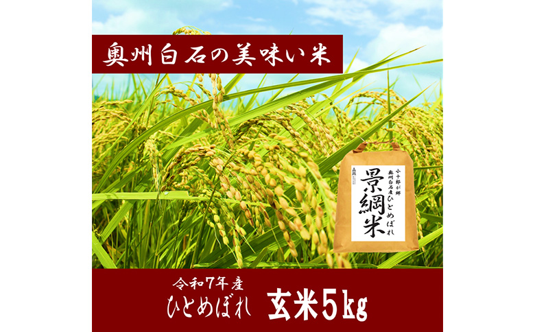 令和7年産　ひとめぼれ 玄米 5kg 宮城県白石市産【06173】 玄米(5kg)