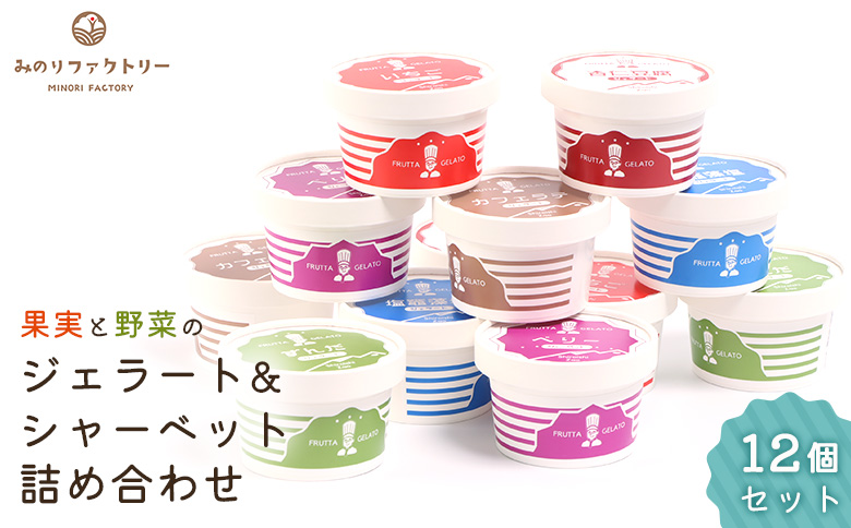 果実と野菜のジェラート&シャーベット詰め合わせ 12個セット(6種×各2個)【14153】