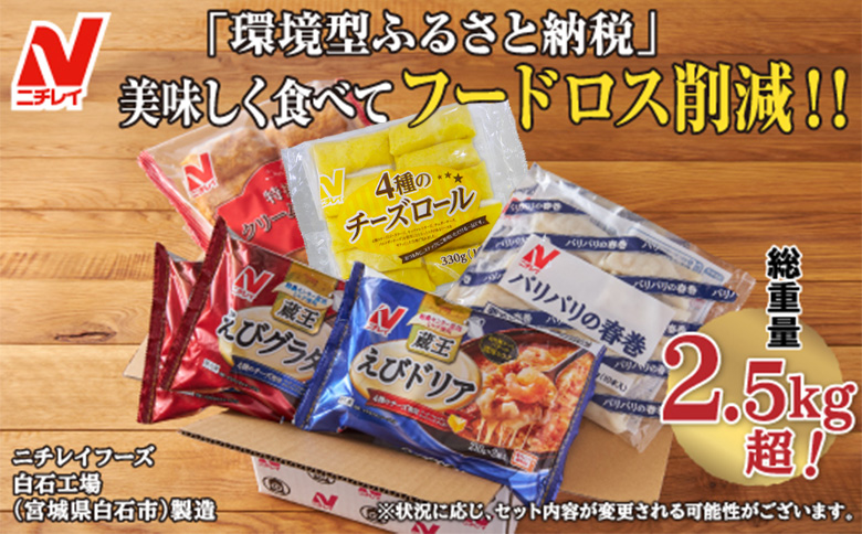 ニチレイ冷凍食品|フードロス削減に貢献できる「地球にGood!」な詰め合わせ　★総重量2.5kg超！★【39151】