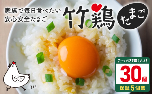 【配送地域限定】＜白石蔵王育ち＞「竹鶏たまご」30個（保証5個含む）【17151】