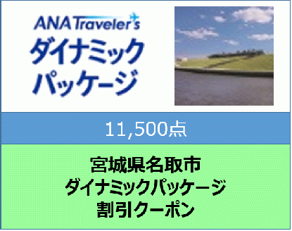 宮城県名取市　ANAトラベラーズダイナミックパッケージ割引クーポン（11,500点分）