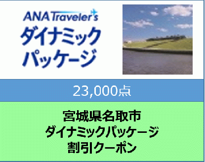 宮城県名取市　ANAトラベラーズダイナミックパッケージ割引クーポン（23,000点分）