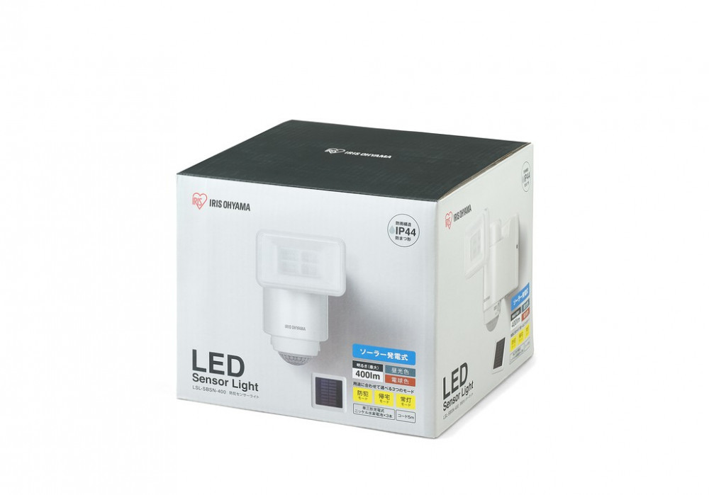 センサーライト 防犯 LED ソーラー式 パールホワイト アイリスオーヤマ 家電 電化製品 人感センサー 屋内 屋外 LSL-SBSN-400