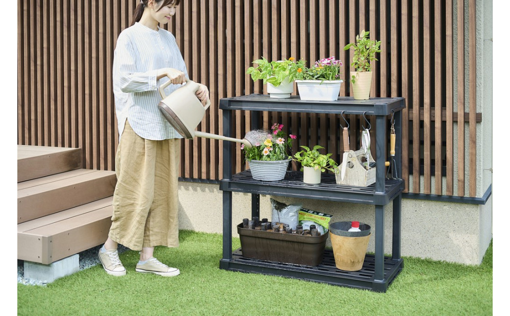 プラスチックラック3段 PLR-9143 ブラック