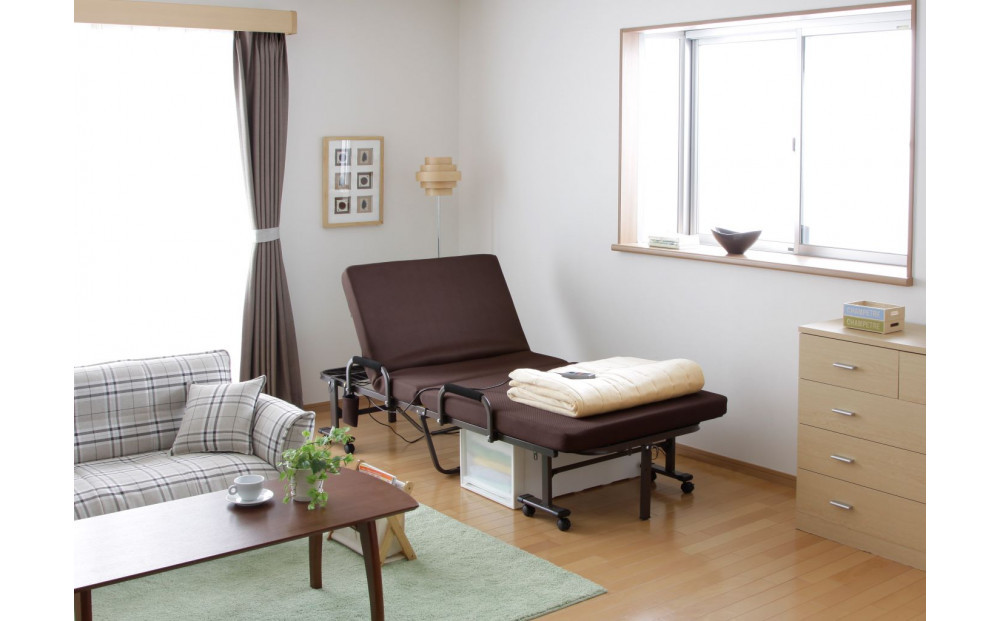 ベッド  折りたたみ電動リクライニングベッド OTB-KDH ブラウン