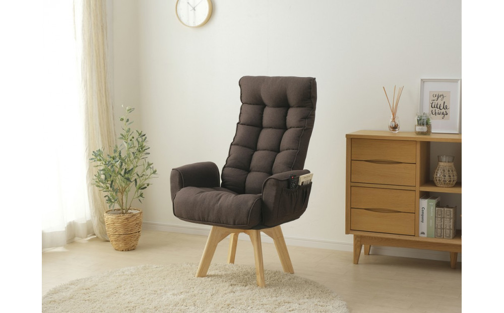 イス 回転ファブリックチェア　ハイバック FACN-KHB ブラウン