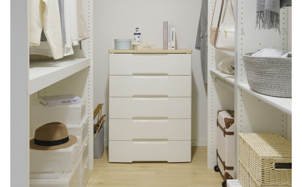 チェスト  組み立て簡単 アイリスオーヤマ 5段 ホワイト プラスチック  組み立て簡単 北欧 リビング 収納 木天板 タンス 箪笥 おしゃれ ウッドトップチェスト 新生活 一人暮らし 使いやすい オールシーズン おすすめ 人気 アイリス HG-725R