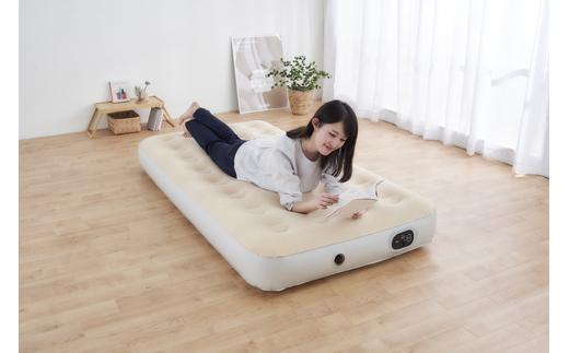 電動エアーベッド シングル アイリスオーヤマ Sサイズ 電動ポンプ式 厚さ25cm コンパクト収納 防災水害対策 軽量 持ち運び スリム 簡単操作 屋外 台風対策 車中泊 EAB-Sアイボリー