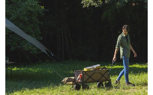 HUGEL アウトドアワゴン キャリーカート アイリスオーヤマ 耐荷重100kg コンパクト収納 大容量 キャンプ レジャー 収納 ODW-980カーキ