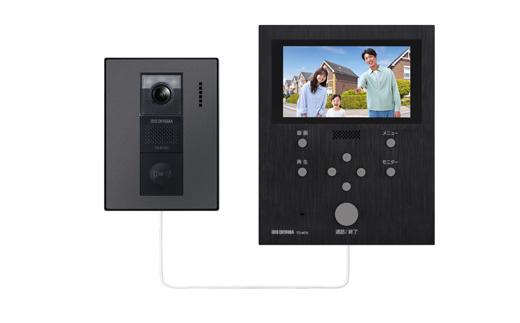 テレビドアホン インターホン インターフォン 録画 自動録画 カメラ付き ワイヤレス スマホ連動 広角レンズ 防犯 機械音声応答 5.0インチ ドアホン アイリスオーヤマ 家電 TD-SM7070C-BB ブラック/ガンメタリック