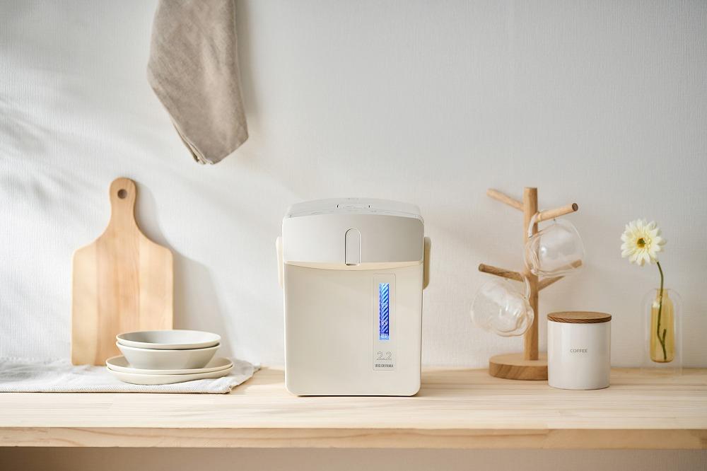 電気ポット ジャーポット 2.2L マイコン式 アイリスオーヤマ 家電 電化製品 保温4段階 省エネ スリム オフィス   IAHD-222-C アイボリー