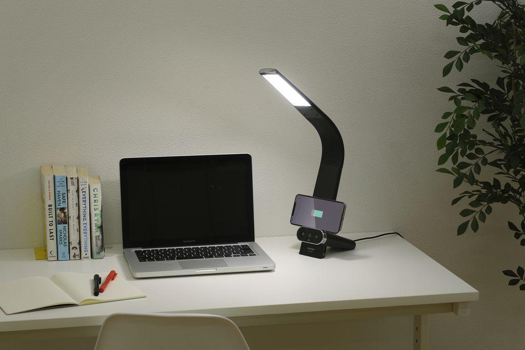 LEDデスクライトQi充電シリーズ 縦置きタイプ 調光・調色　LDL-QLDL-B　ブラック