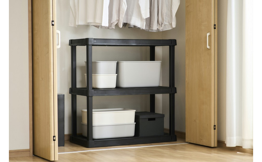 プラスチックラック3段 PLR-9143 ブラック